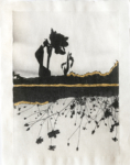 Margaret Lansink, Flowers, 2020 | collage printed on Kizuki handmade Washi paper, mended with 23Kt gold leaf | 29 x 22 cm | ed. 3 + 2 AP