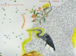 Manjot Kaur, Utka and The White Bellied Heron, part of a diptych with Hybrid Being 1, detail, 2022
